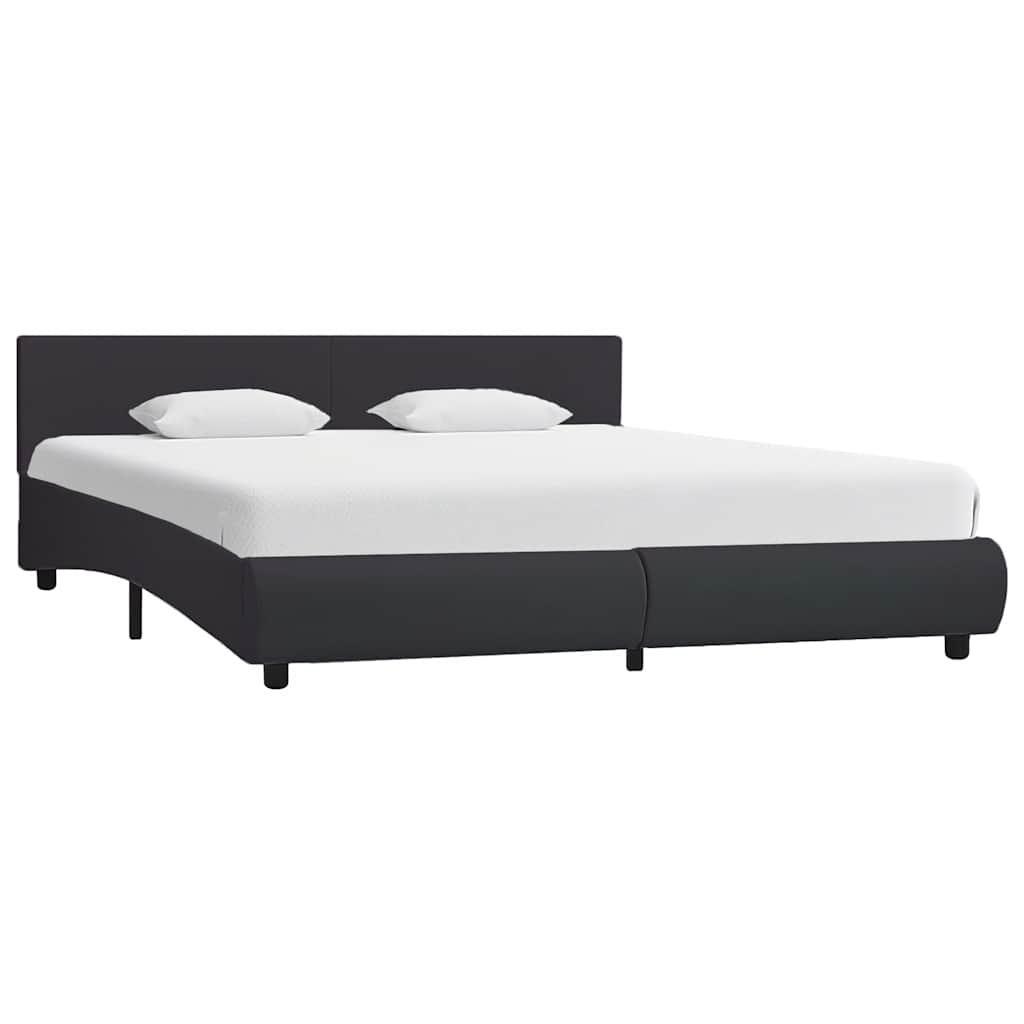 Bedframe met LED kunstleer zwart 160x200 cm – afbeelding 1
