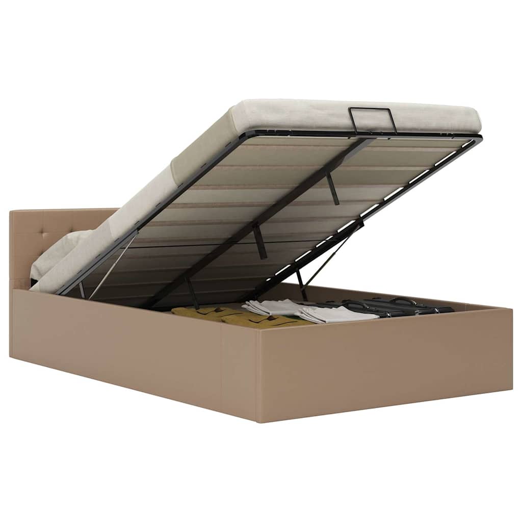 Bedframe met opslag hydraulisch kunstleer cappuccino 120x200 cm – afbeelding 1