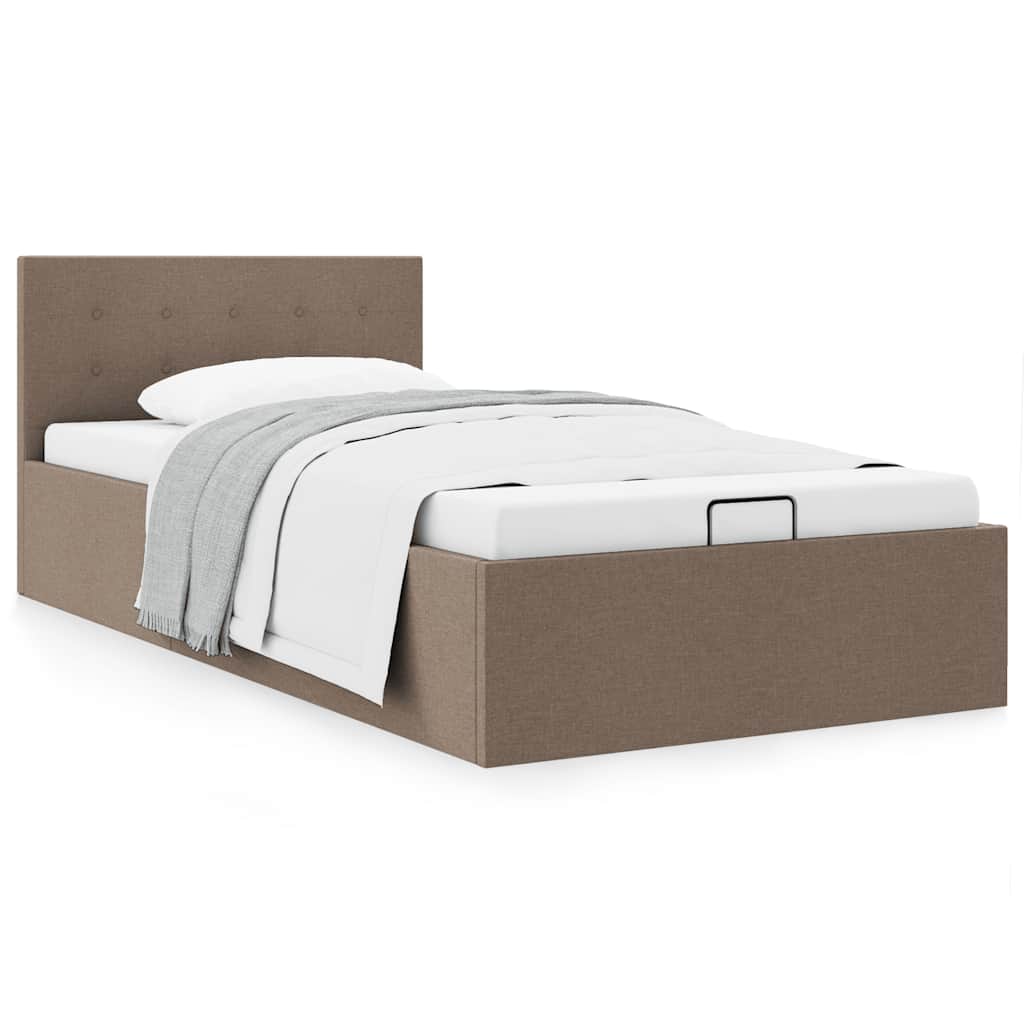 Bedframe met hydraulische opslag stof taupe 100x200 cm – afbeelding 1
