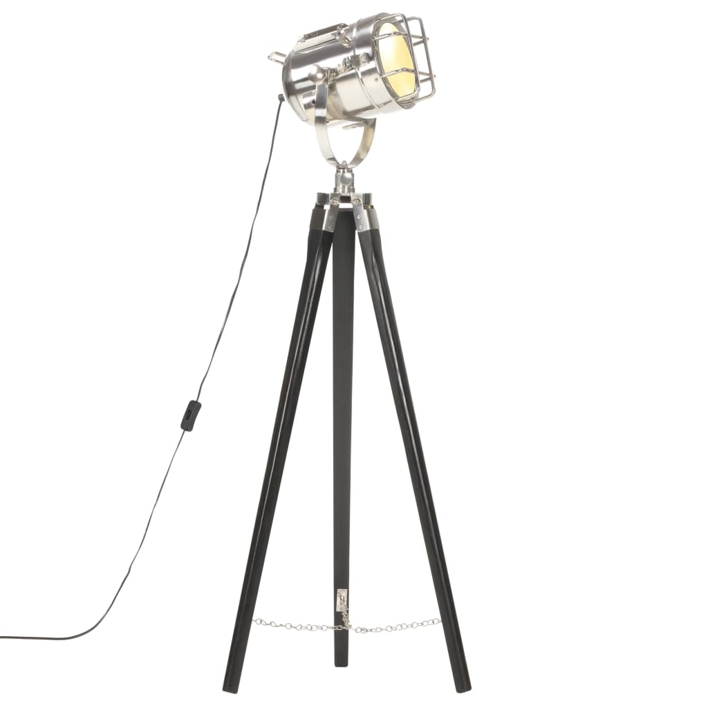Vloerlamp driepoot 97 cm massief mangohout zwart – afbeelding 1