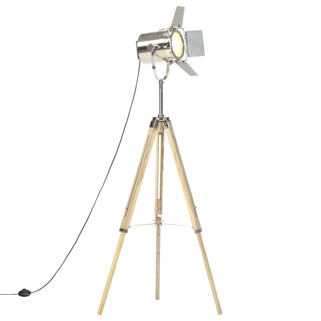 Vloerlamp driepoot 140 cm massief mangohout – afbeelding 1