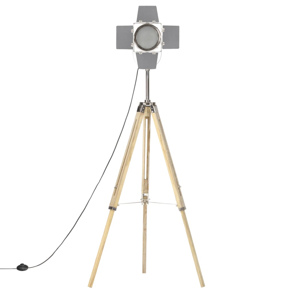 Vloerlamp driepoot 140 cm massief mangohout – afbeelding 6