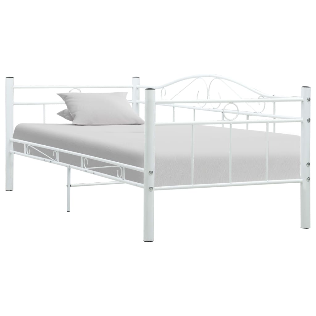 Bedbank metaal wit 90x200 cm – afbeelding 1