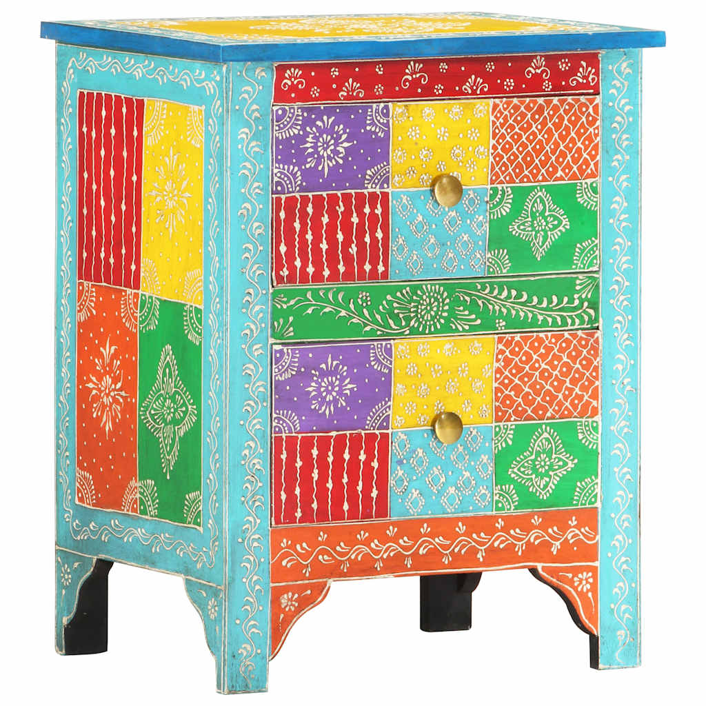 Nachtkastje handgeschilderd 40x30x50 cm massief mangohout – afbeelding 11