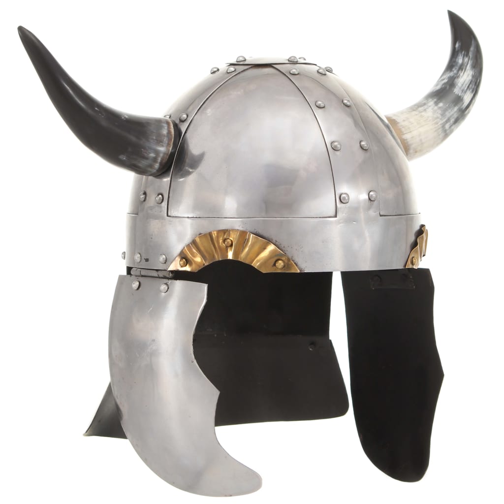 Vikinghelm fantasie LARP staal zilverkleurig – afbeelding 1