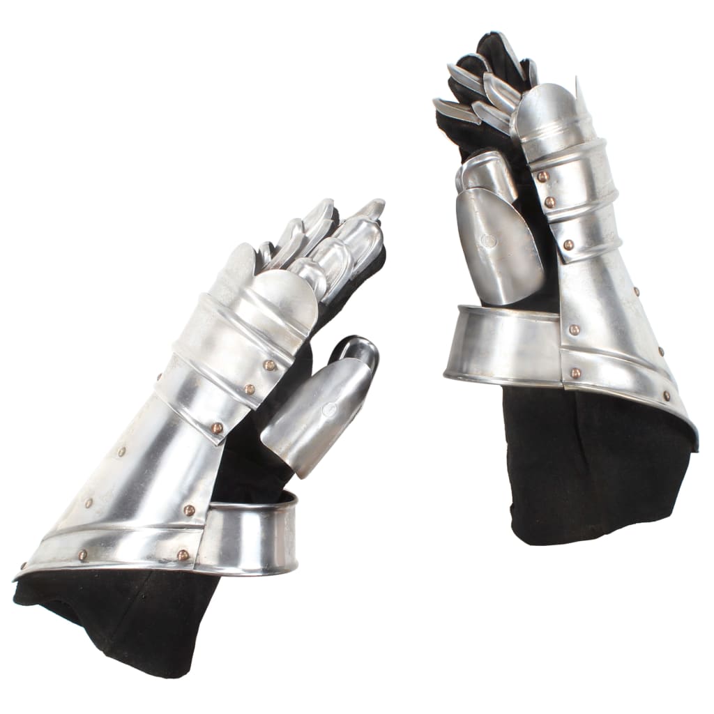 Ridderhandschoenen middeleeuws replica LARP staal zilverkleurig – afbeelding 1