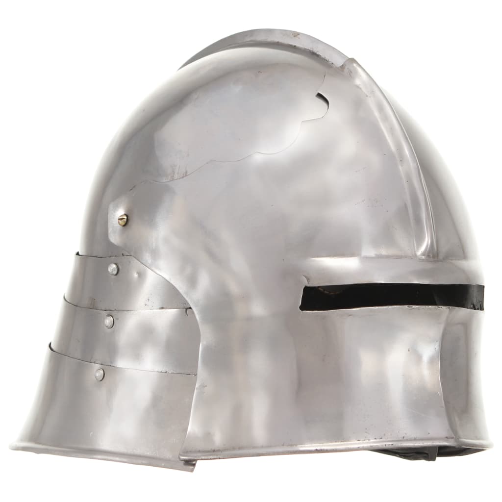 Ridderhelm middeleeuws replica LARP staal zilverkleurig