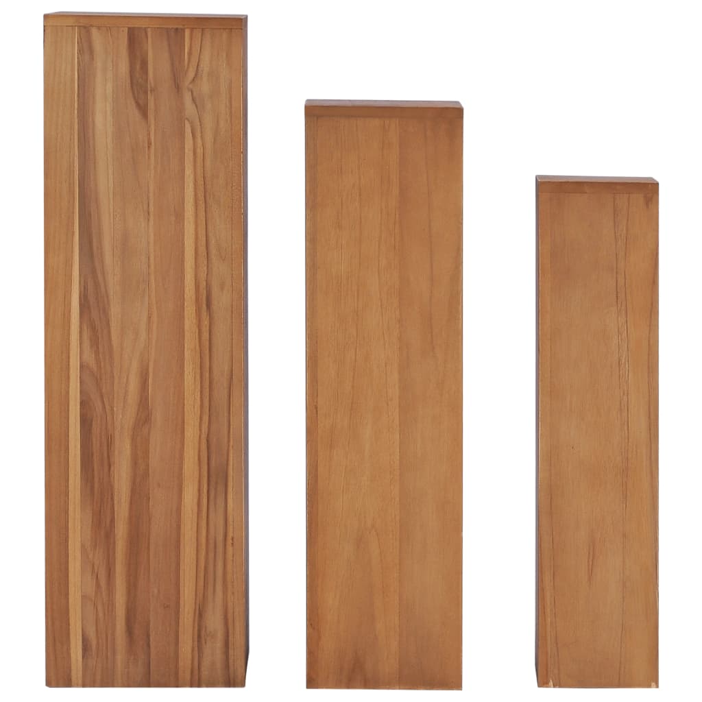 3-delige Plantenstandaardset massief teakhout – afbeelding 2