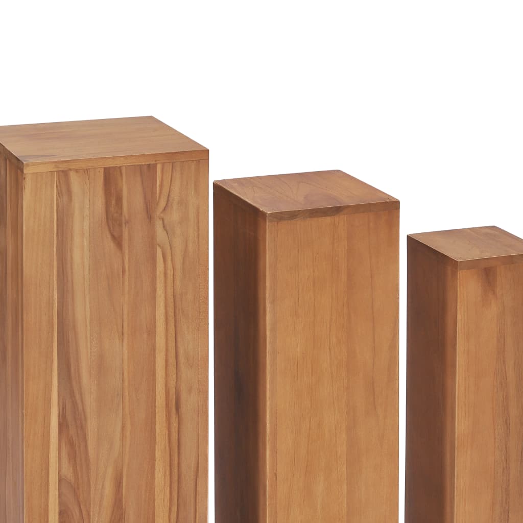 3-delige Plantenstandaardset massief teakhout – afbeelding 4