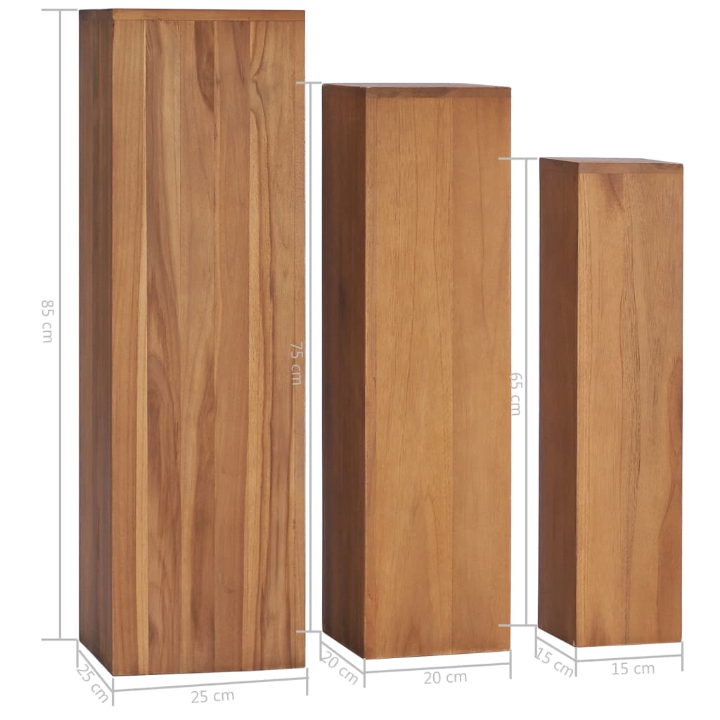 3-delige Plantenstandaardset massief teakhout – afbeelding 5