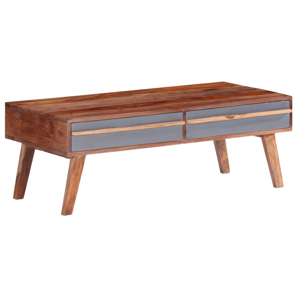 Salontafel 110x50x40 cm massief hout grijs – afbeelding 1