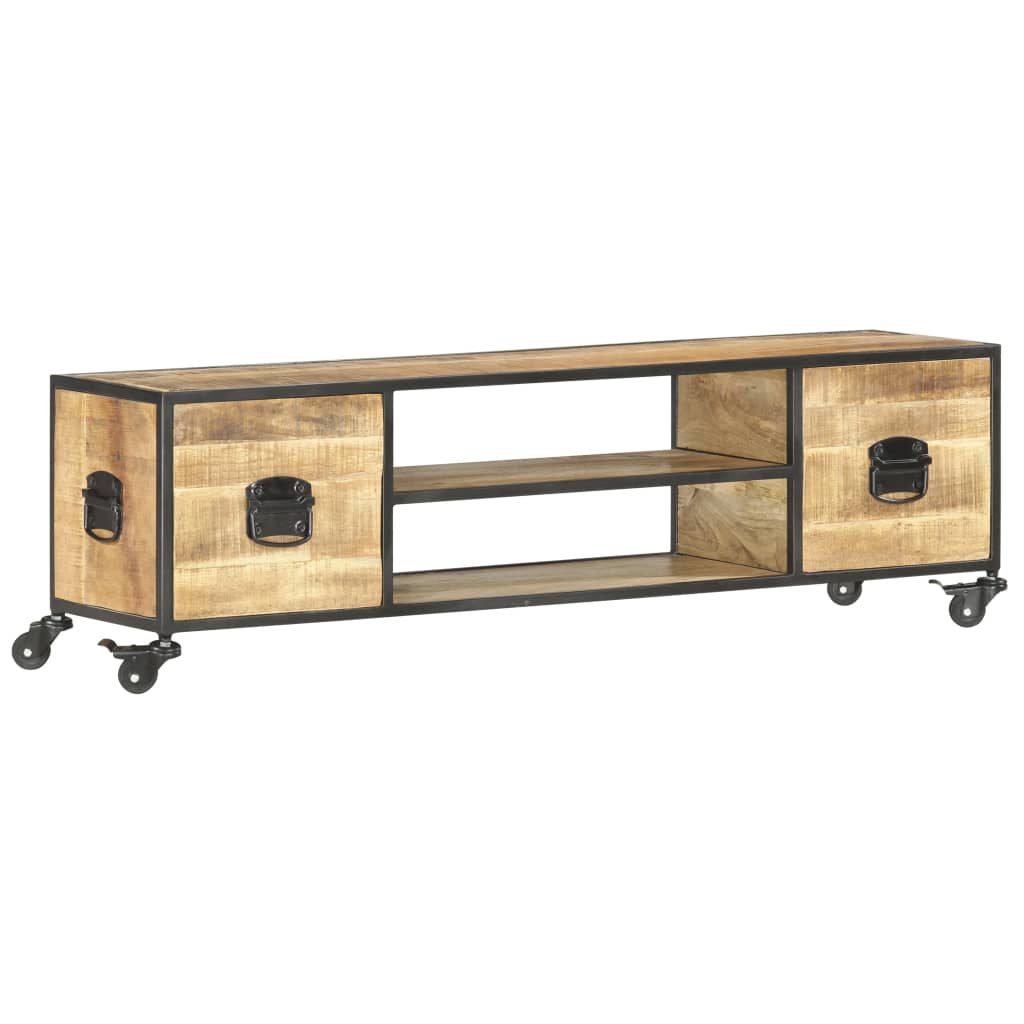 Tv-meubel 130x30x39 cm massief mangohout – afbeelding 1
