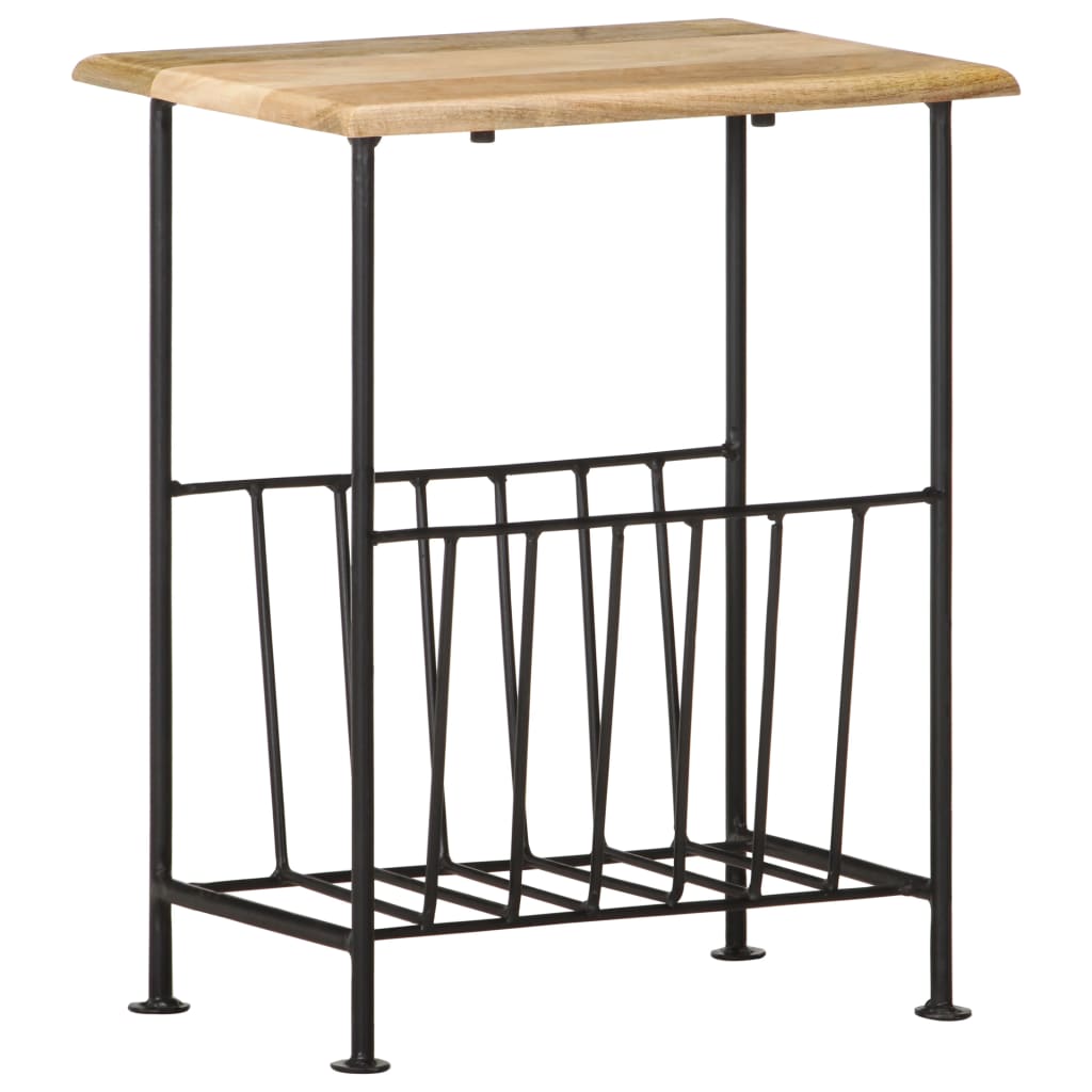 Tijdschriftenrek 40x30x50 cm massief mangohout en staal