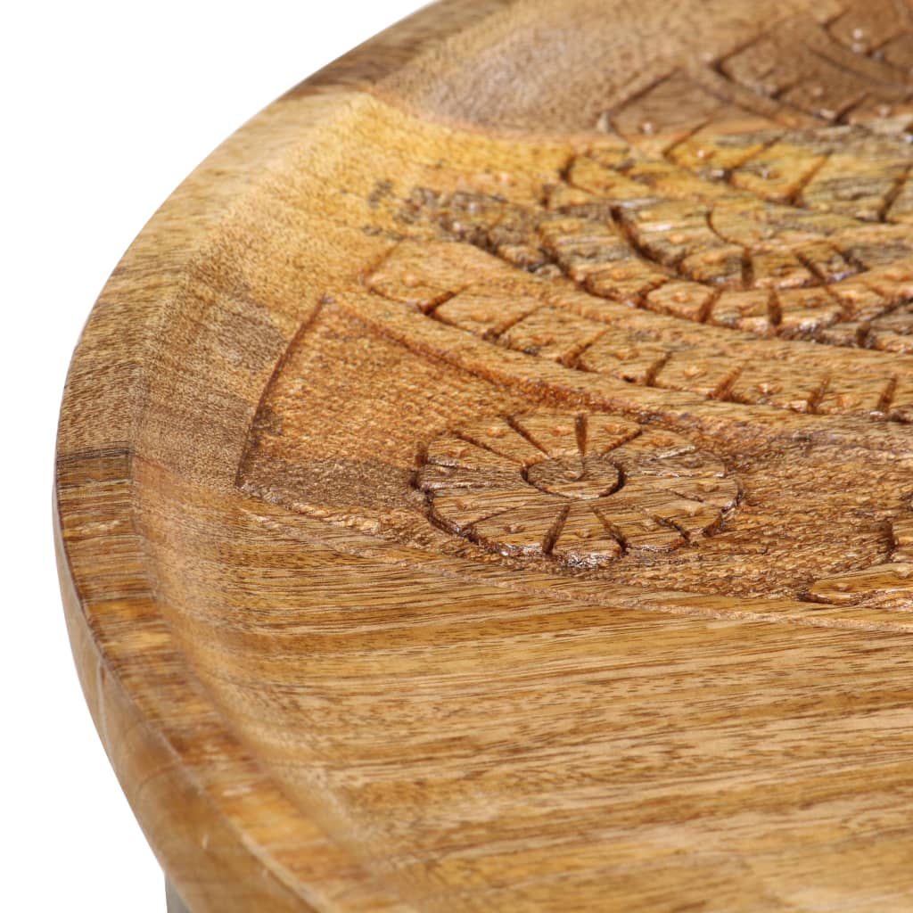 Bijzettafel rond 2 st massief mangohout en staal – afbeelding 6