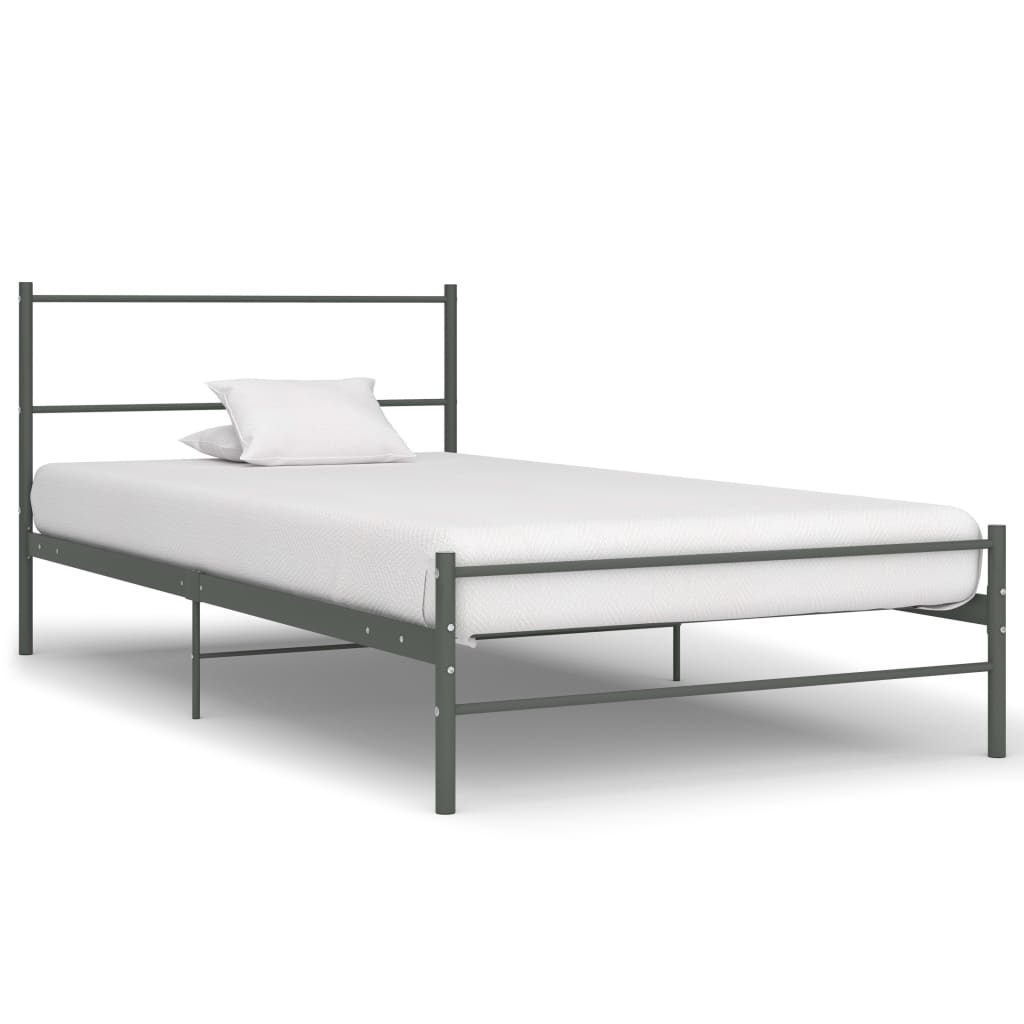 Bedframe metaal grijs 90x200 cm – afbeelding 1