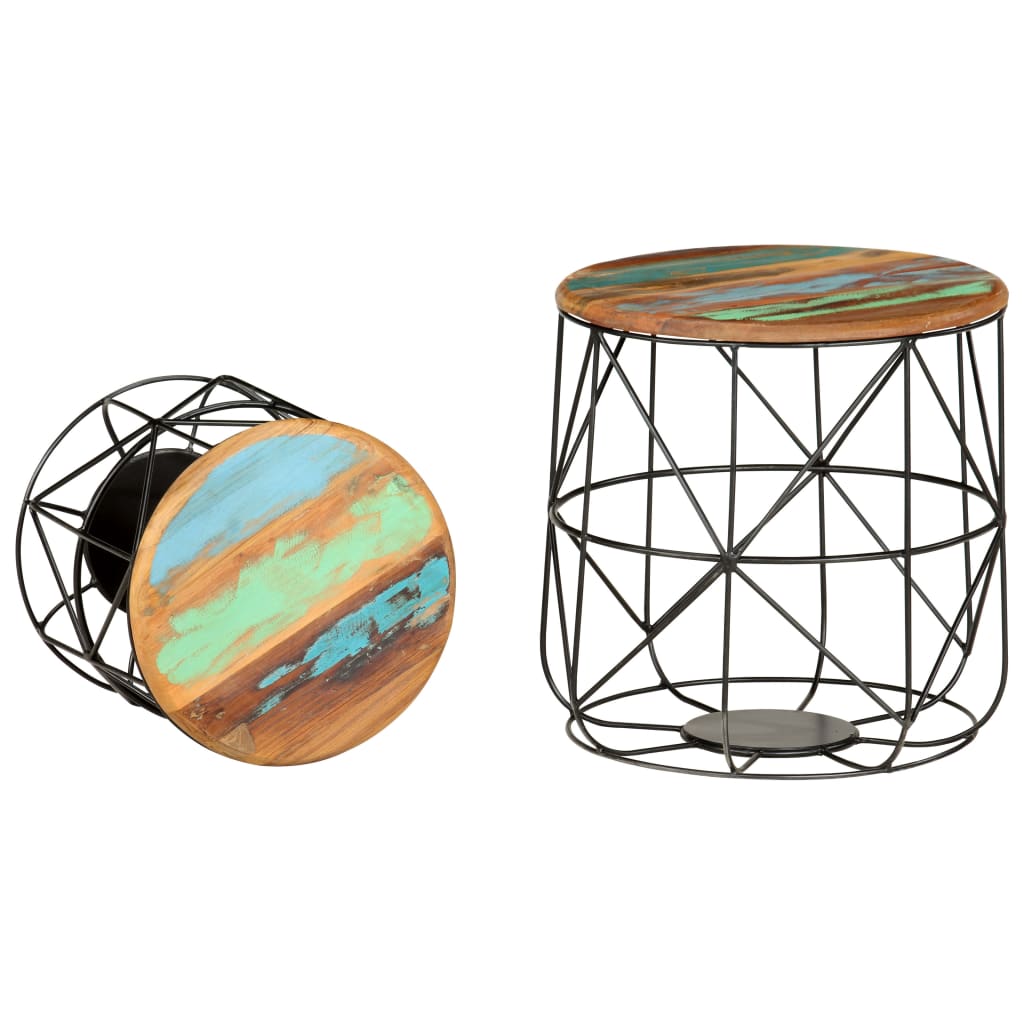 Salontafels 2 st massief gerecycled hout – afbeelding 2