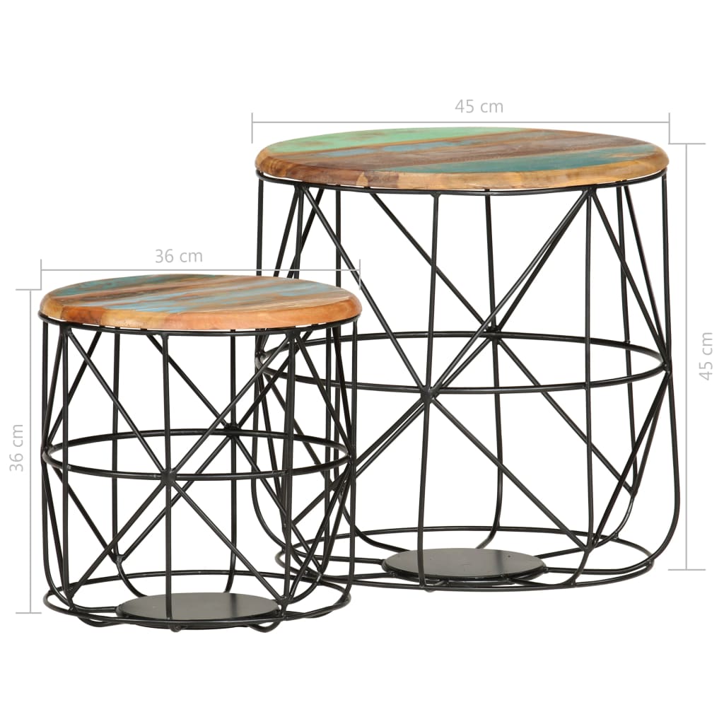 Salontafels 2 st massief gerecycled hout – afbeelding 6