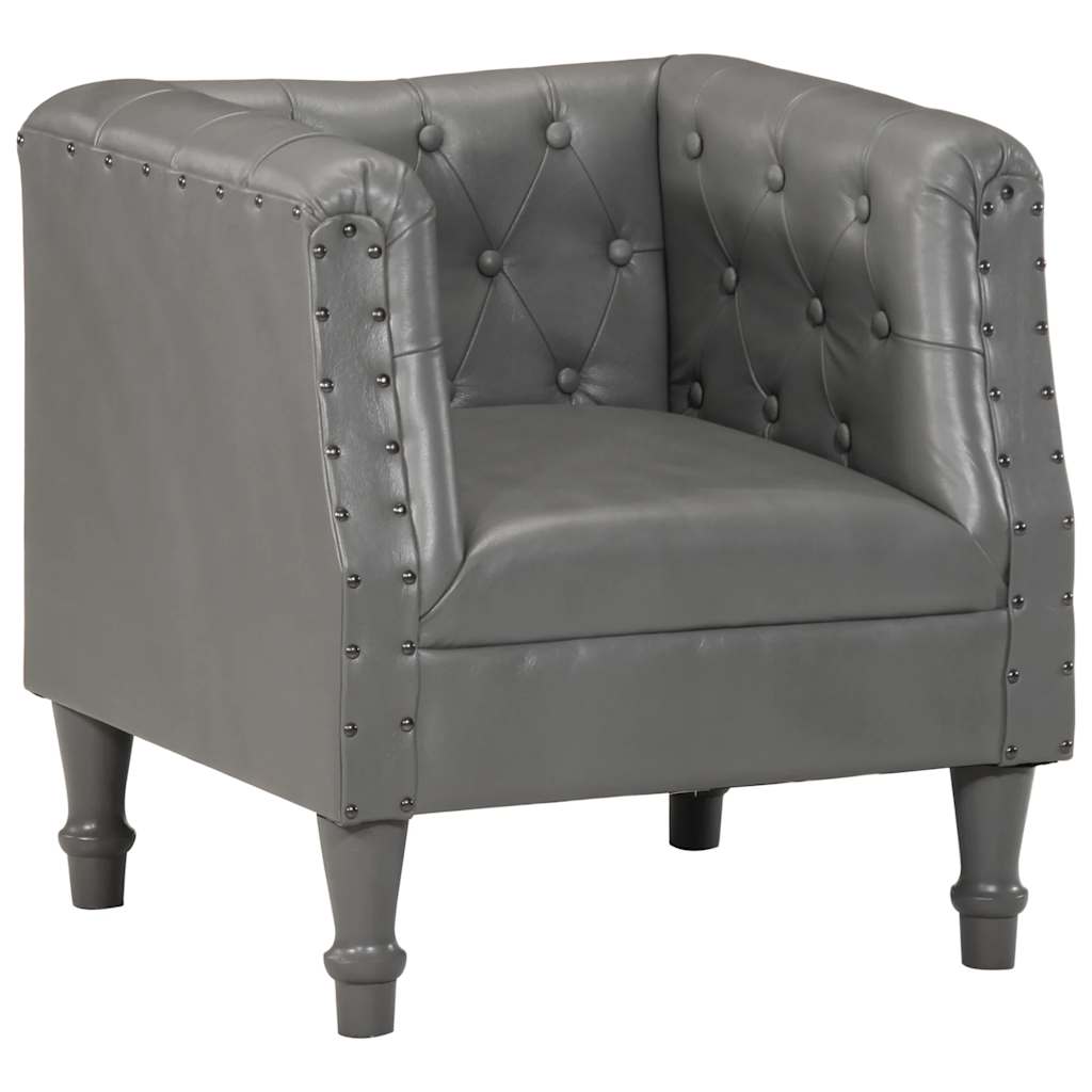 Fauteuil echt leer grijs