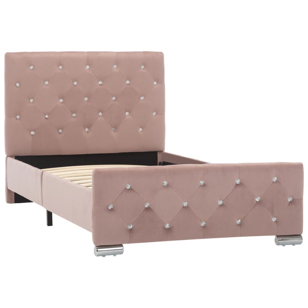 Bedframe fluweel roze 90x200 cm – afbeelding 2
