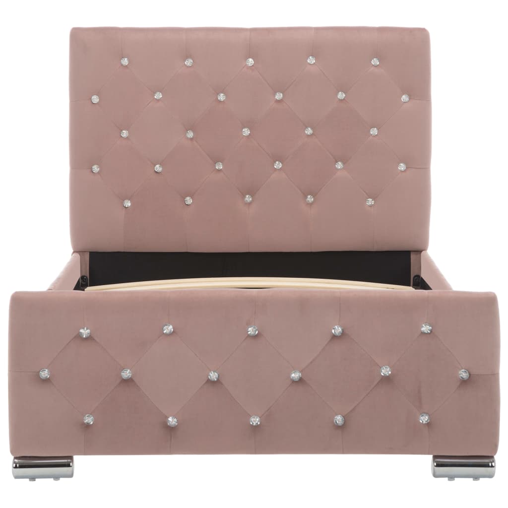 Bedframe fluweel roze 90x200 cm – afbeelding 4