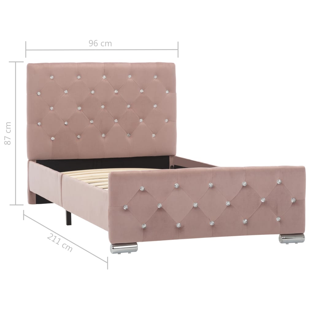 Bedframe fluweel roze 90x200 cm – afbeelding 8
