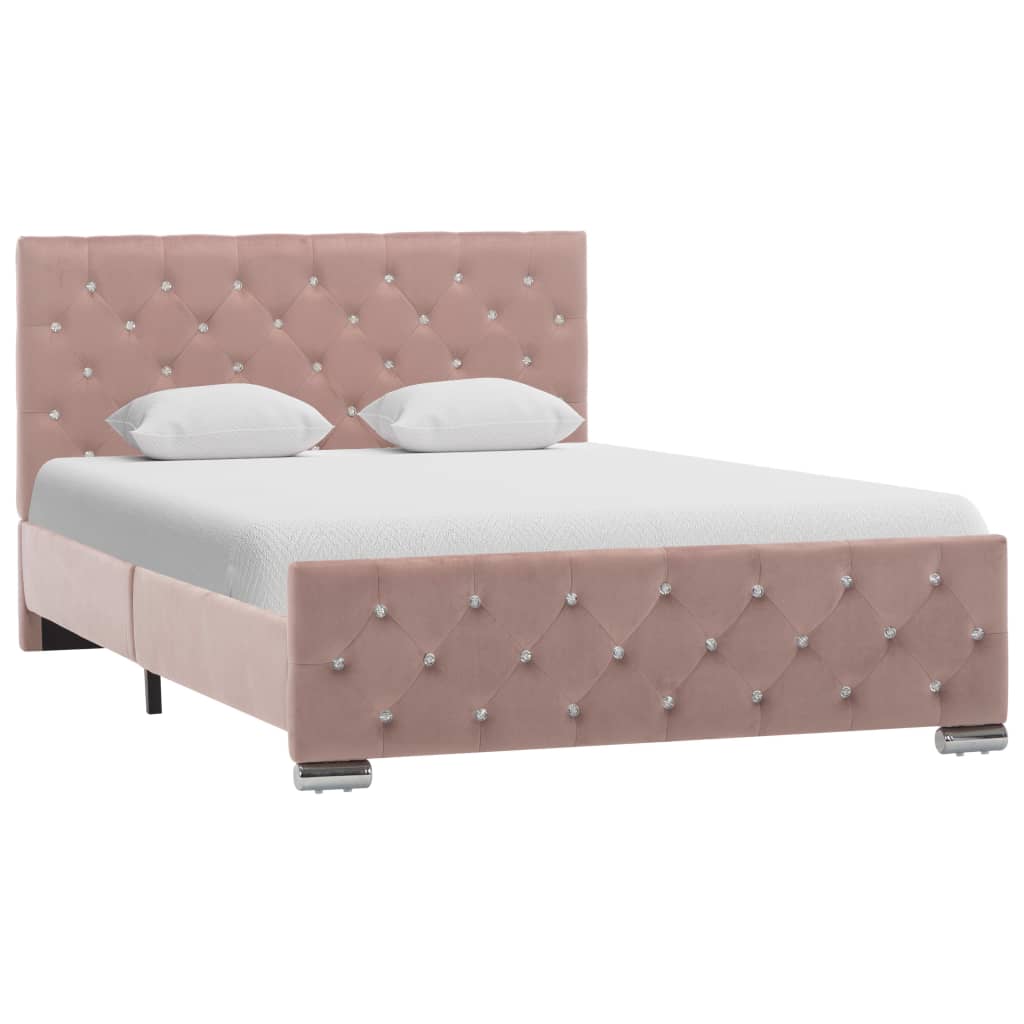 Bedframe fluweel roze 120x200 cm – afbeelding 1