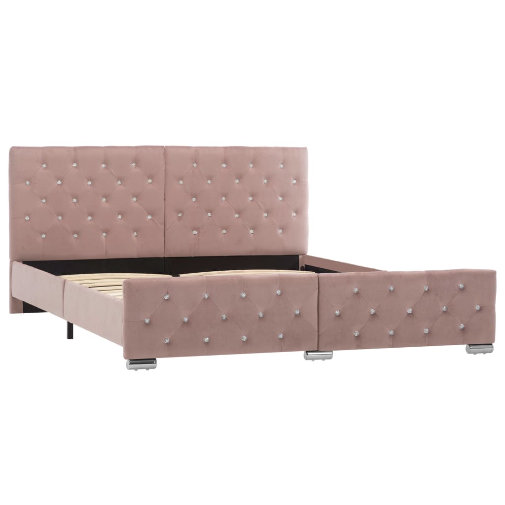 Bedframe fluweel roze 160x200 cm – afbeelding 2