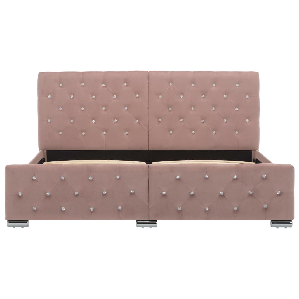 Bedframe fluweel roze 160x200 cm – afbeelding 4