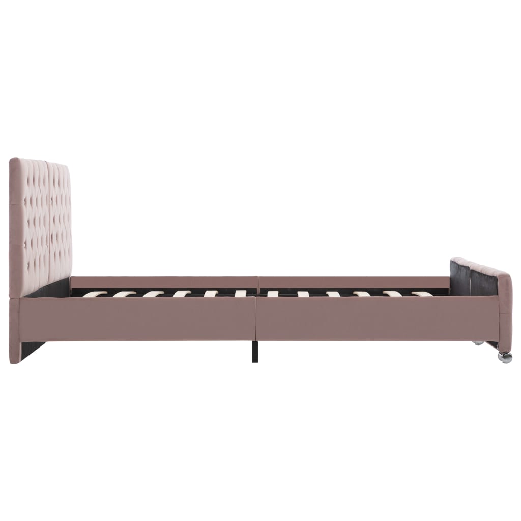 Bedframe fluweel roze 160x200 cm – afbeelding 5