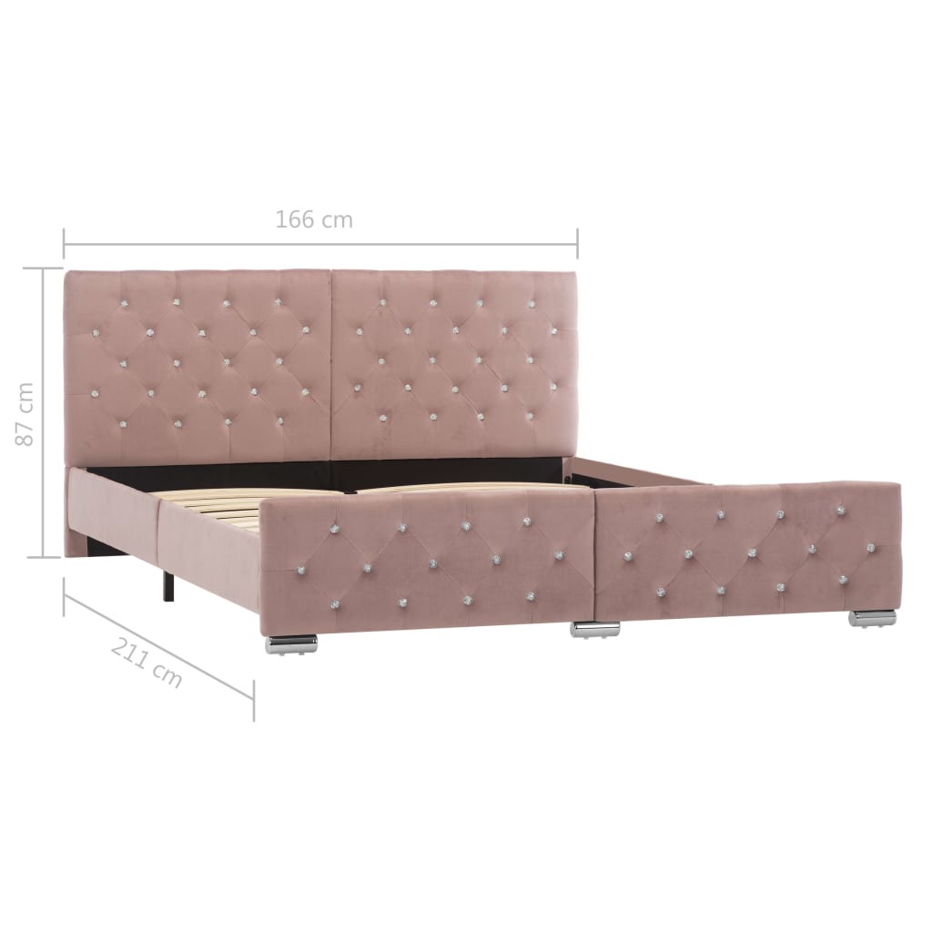 Bedframe fluweel roze 160x200 cm – afbeelding 8