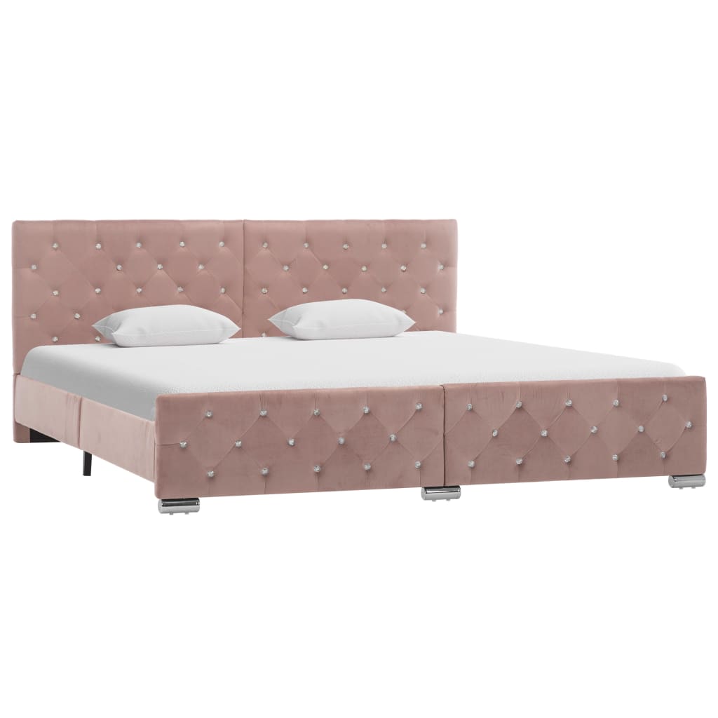 Bedframe fluweel roze 180x200 cm – afbeelding 1