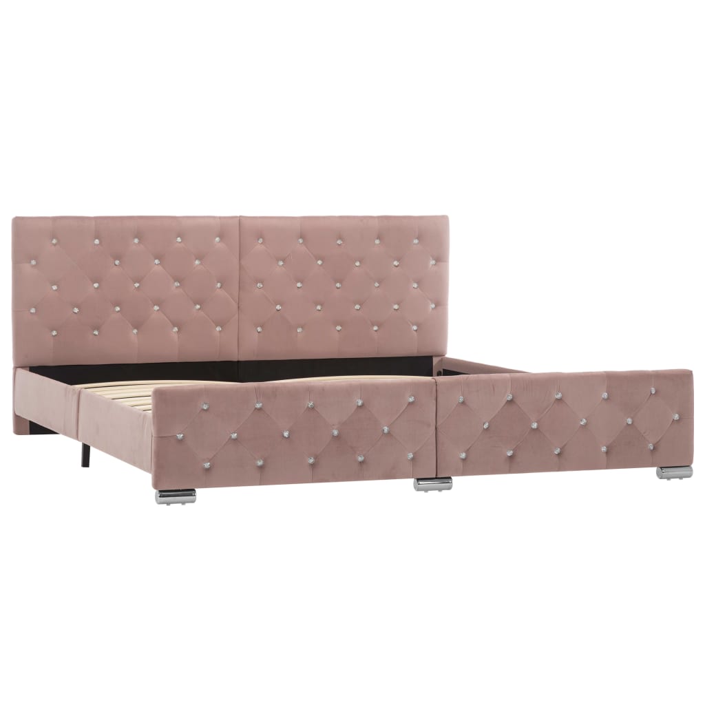 Bedframe fluweel roze 180x200 cm – afbeelding 2