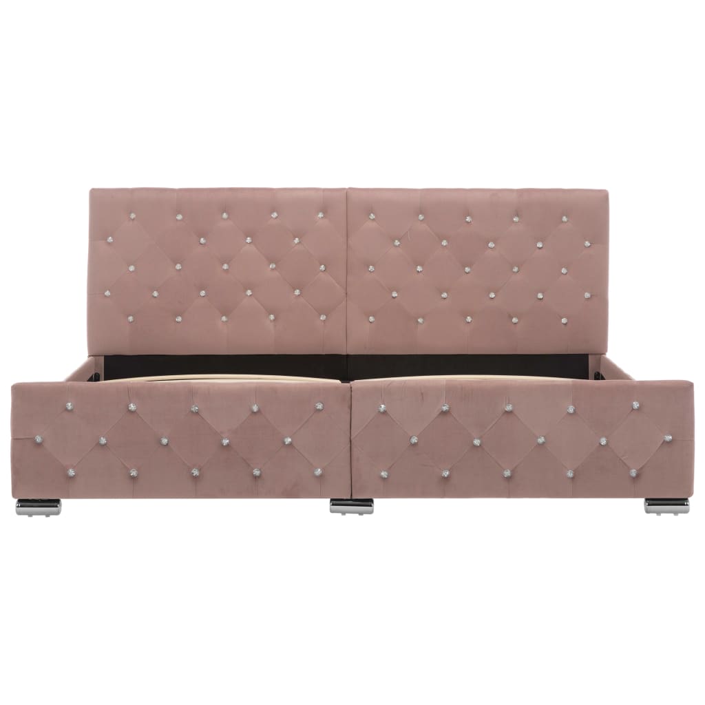 Bedframe fluweel roze 180x200 cm – afbeelding 4