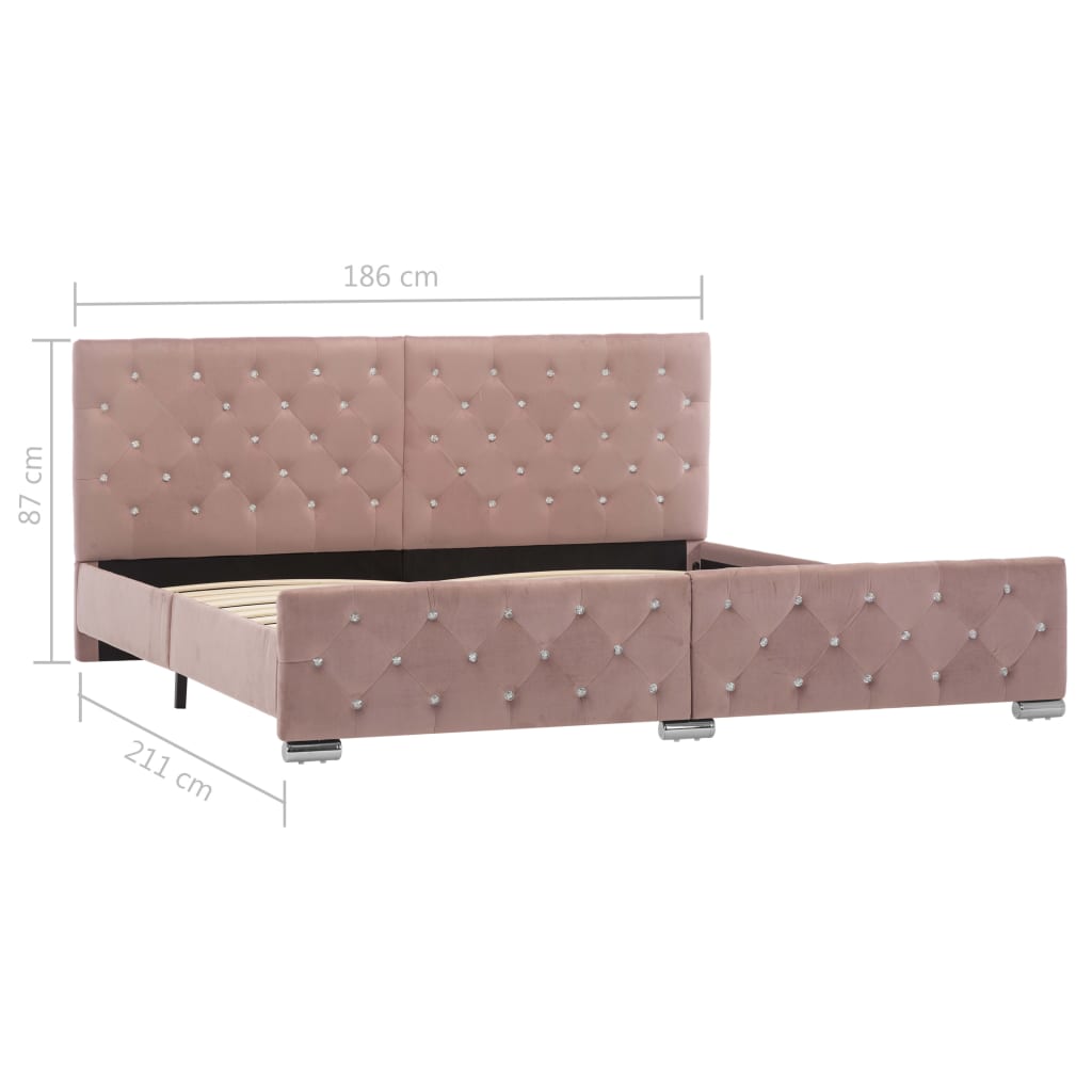 Bedframe fluweel roze 180x200 cm – afbeelding 8