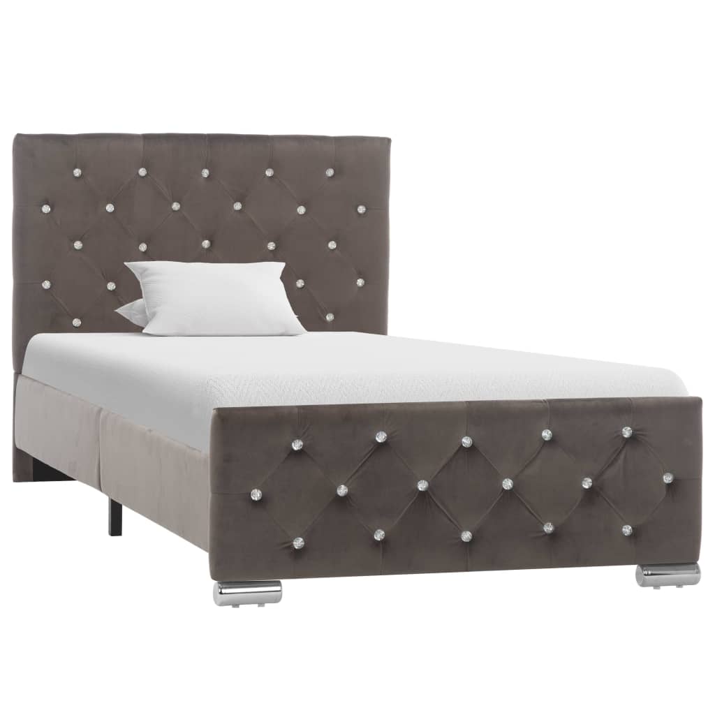 Bedframe fluweel grijs 90x200 cm – afbeelding 1
