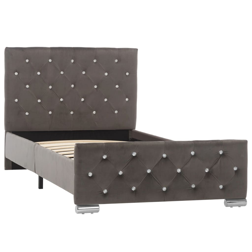 Bedframe fluweel grijs 90x200 cm – afbeelding 2