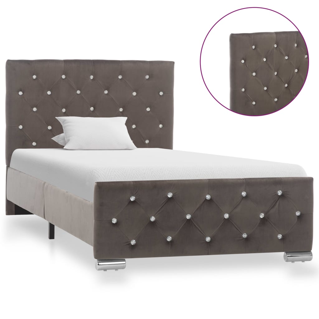 Bedframe fluweel grijs 90x200 cm – afbeelding 3