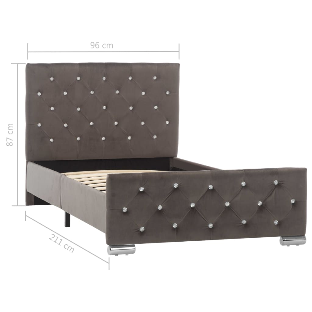 Bedframe fluweel grijs 90x200 cm – afbeelding 8