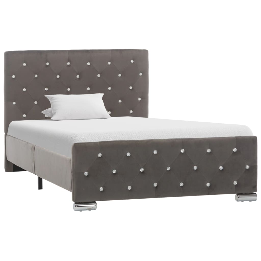 Bedframe fluweel grijs 100x200 cm – afbeelding 1