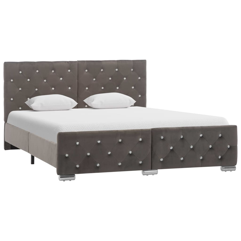 Bedframe fluweel grijs 140x200 cm – afbeelding 1