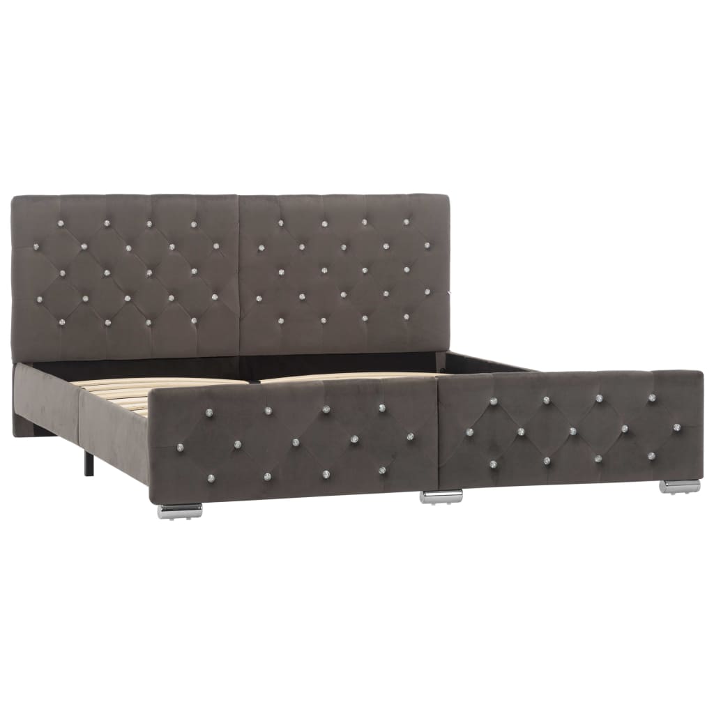 Bedframe fluweel grijs 160x200 cm – afbeelding 2