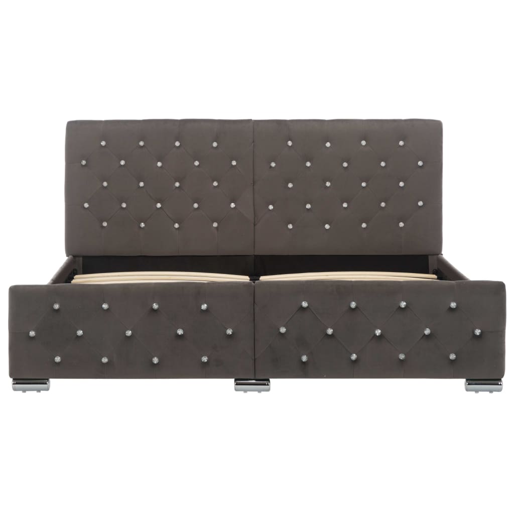 Bedframe fluweel grijs 160x200 cm – afbeelding 4