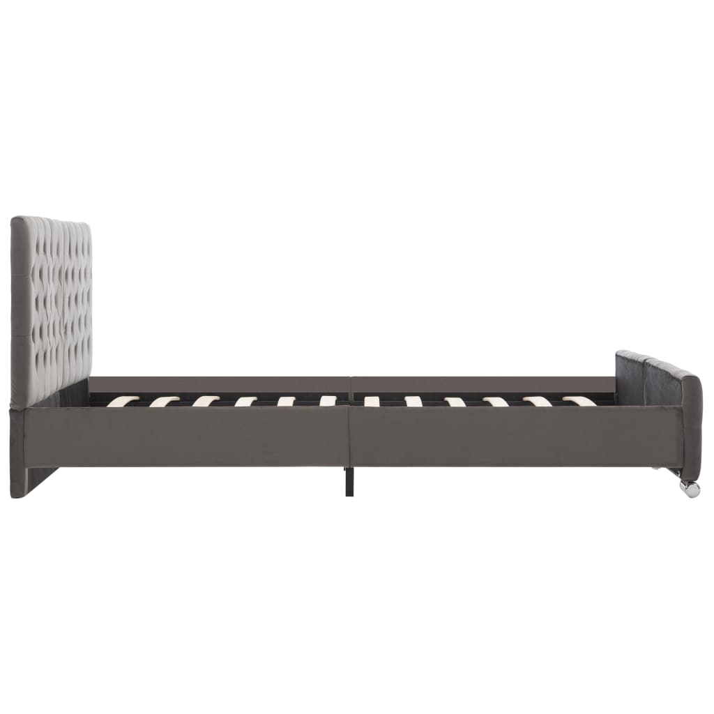 Bedframe fluweel grijs 160x200 cm – afbeelding 5
