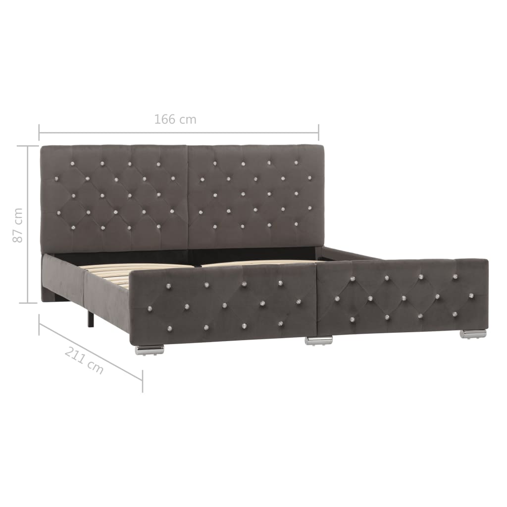 Bedframe fluweel grijs 160x200 cm – afbeelding 8