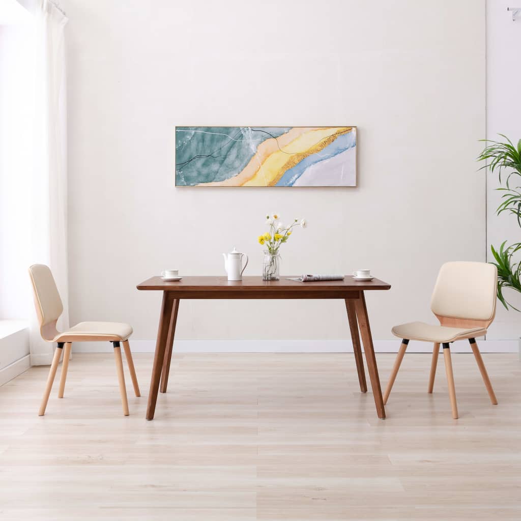 Eetkamerstoelen 2 st kunstleer crème