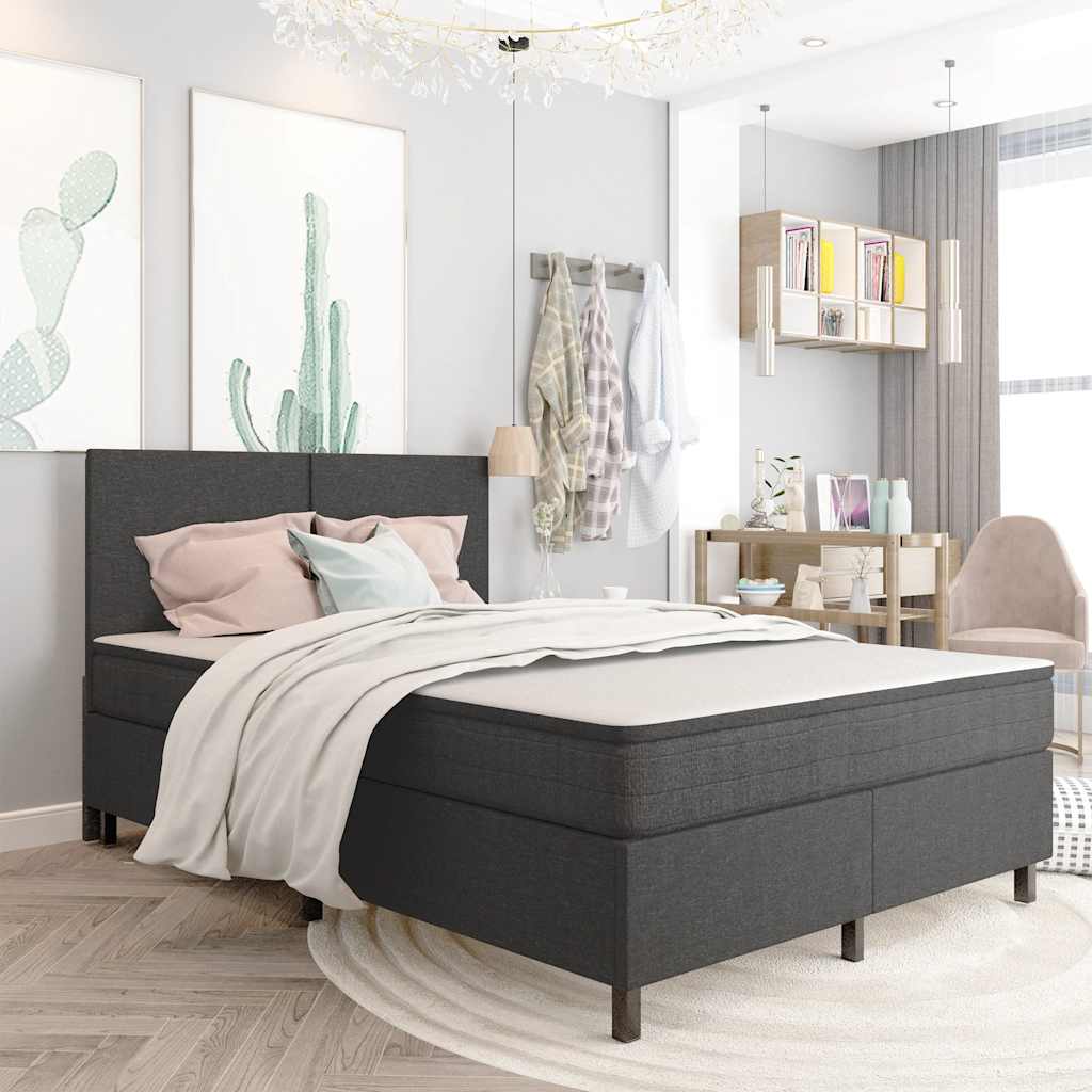 Boxspringframe stof grijs 160x200 cm – afbeelding 1