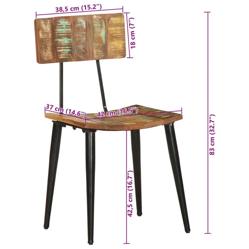 Eetkamerstoelen 2 st massief gerecycled hout – afbeelding 11