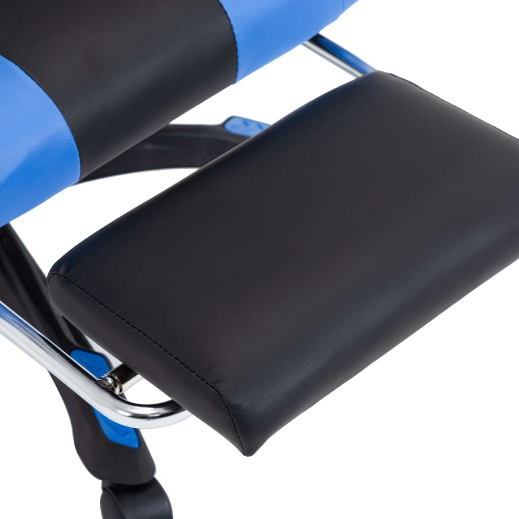 Racestoel met voetensteun kunstleer blauw en zwart – afbeelding 6