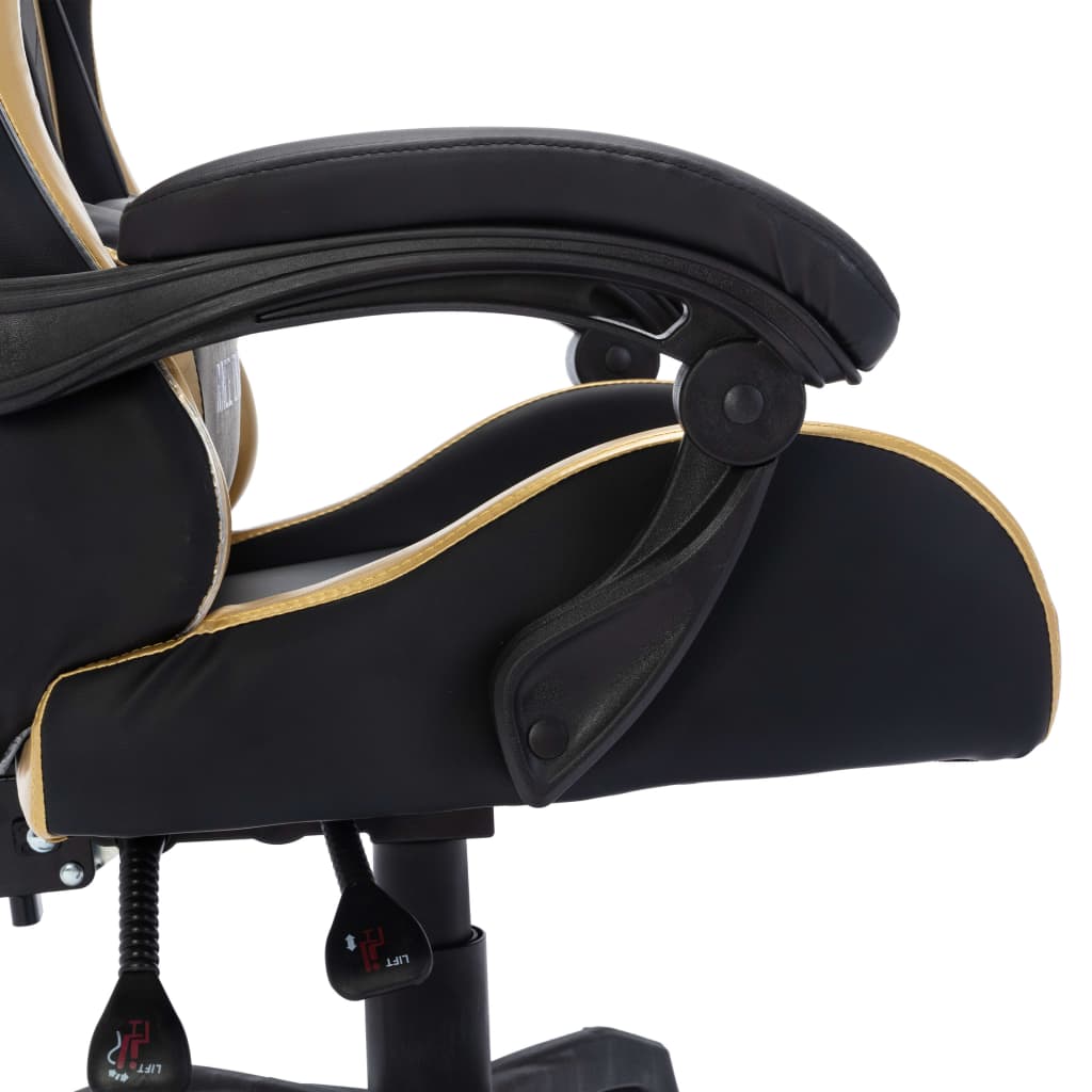 Racestoel met RGB LED-verlichting kunstleer goudkleurig en zwart – afbeelding 7
