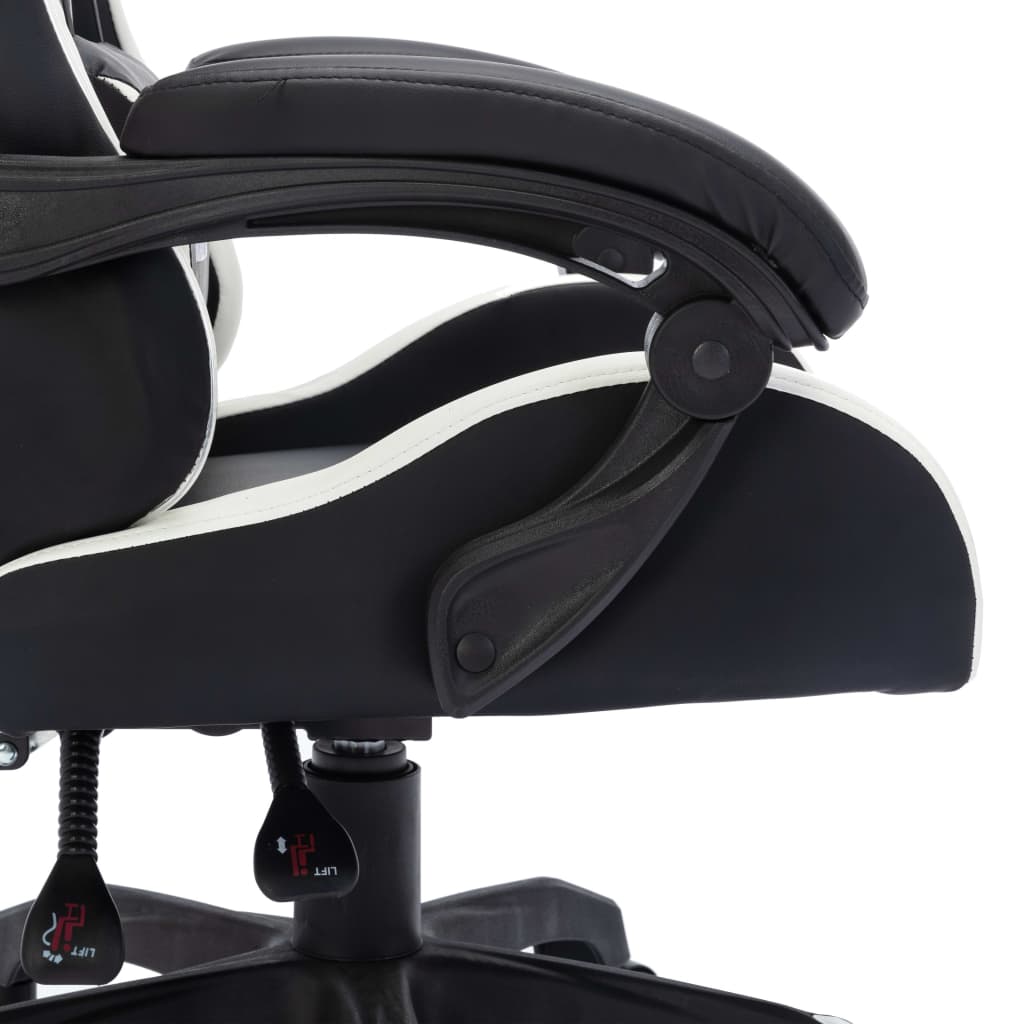 Racestoel met RGB LED-verlichting kunstleer wit en zwart – afbeelding 8